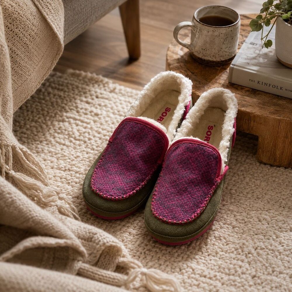 Sorel Tremblant II Women's Moccasin Slippers Stone Green Cactus Pink Size 9